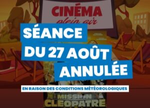 Annulation du Ciné Plein Air de ce soir
