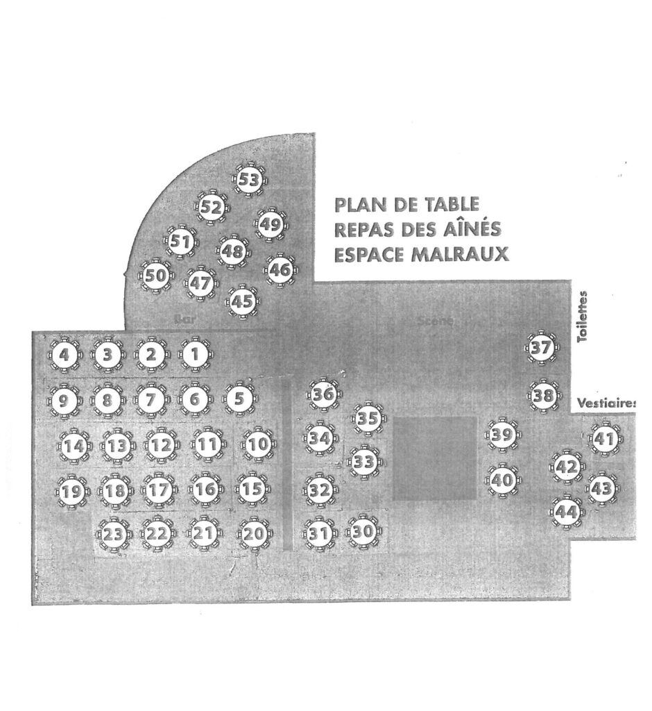 Plan de table pour l'inscription au repas des aînés